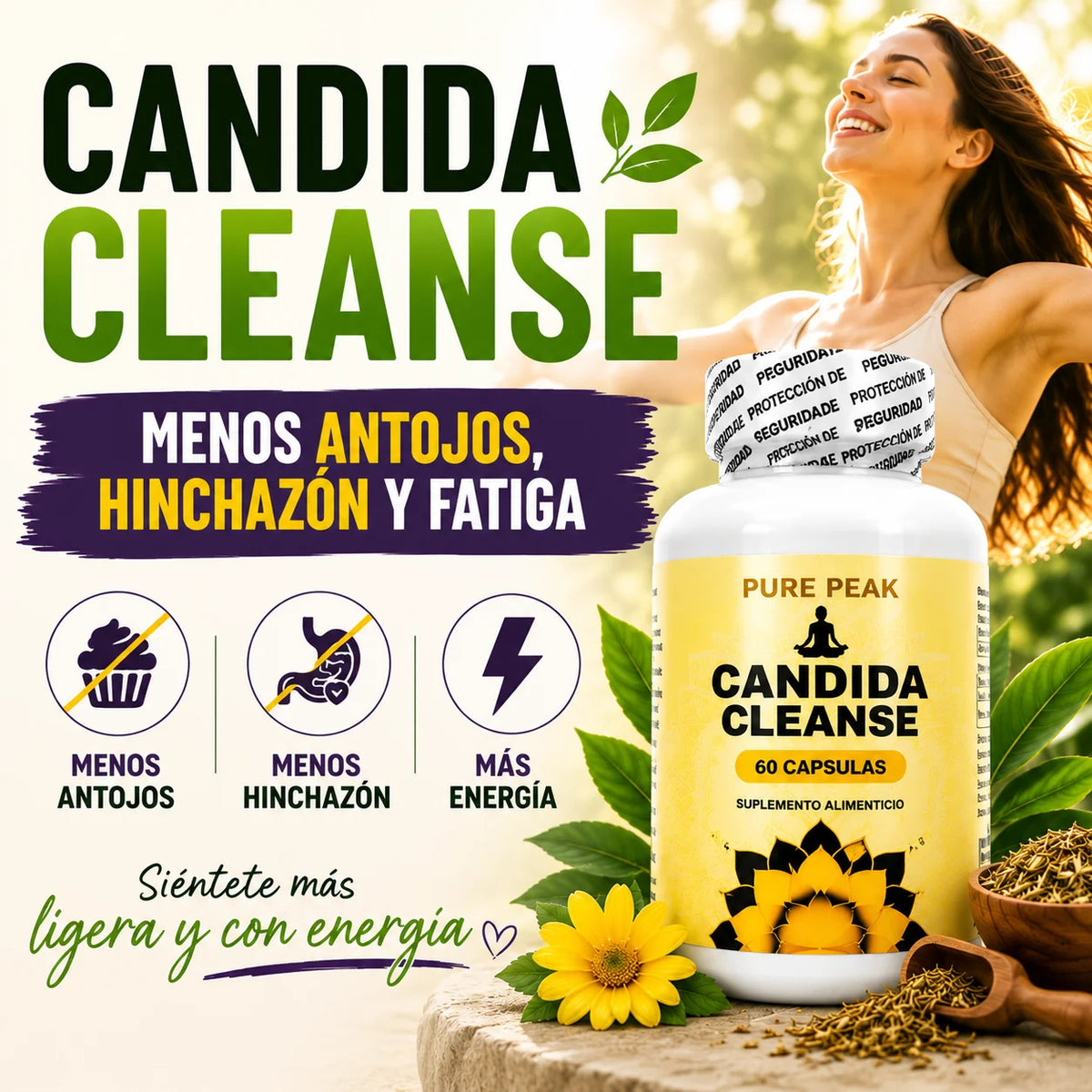 Candida Cleanse™ — Menos Antojos, Hinchazón y Fatiga