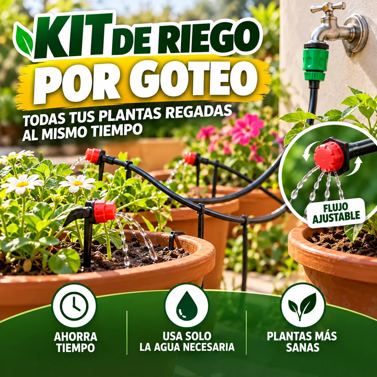 Deja de regar planta por planta y desperdiciar agua -Kit de riego 20 metros