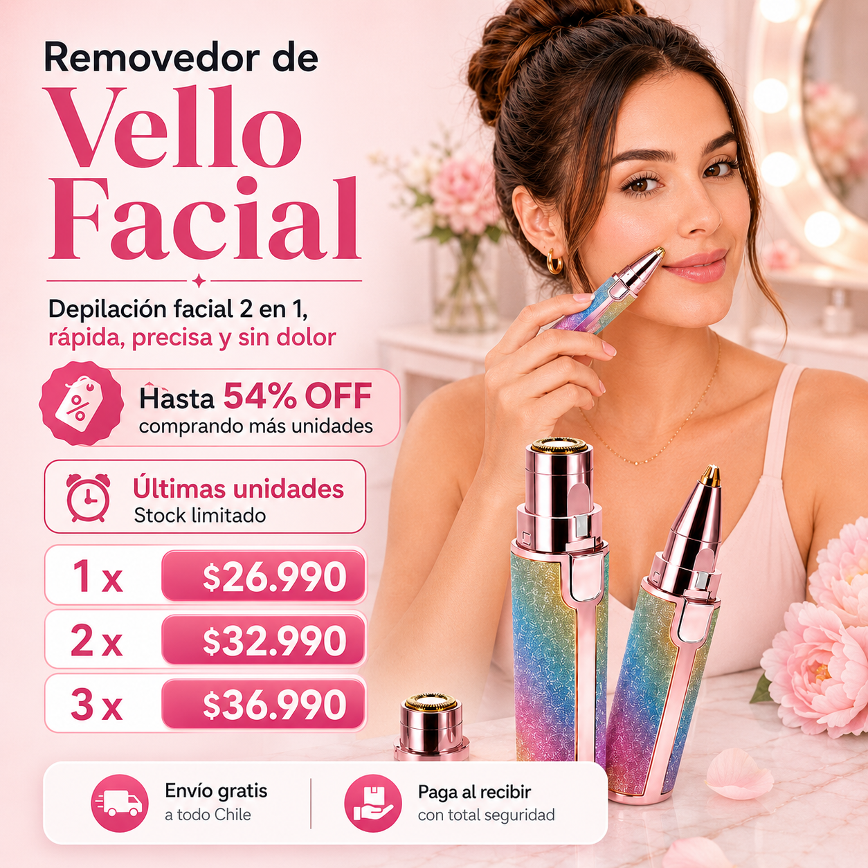 Removedor de vello facial 2 en 1