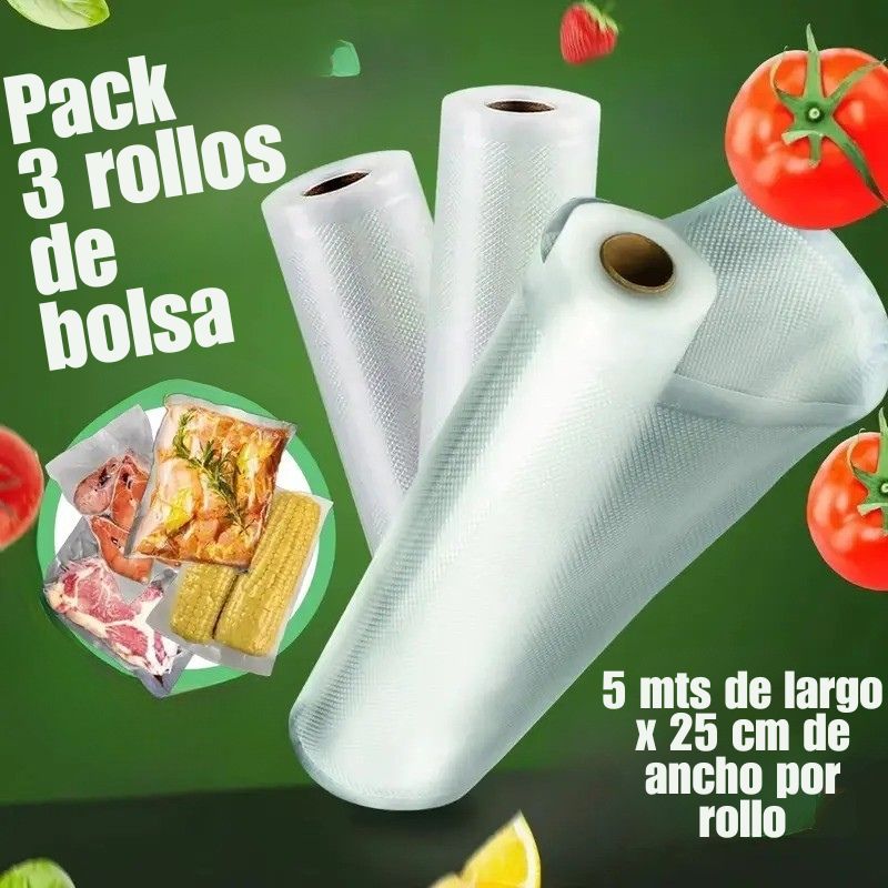 Pack 3 Rollos de Bolsas para Selladora al Vacío 15mts (NO INCLUYE SELLADORA)