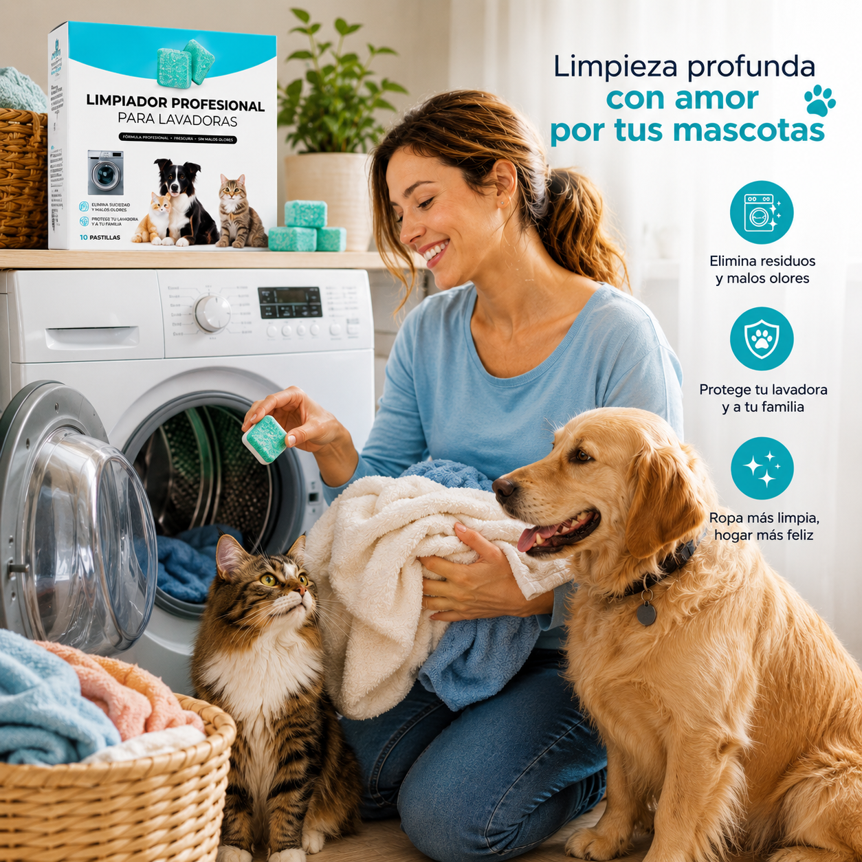 Pastillas de Limpieza para Lavadoras con Mascotas