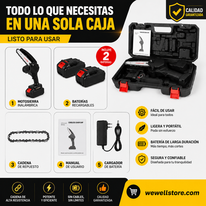 Mini Sierra inalambrica: Corta en Segundos y Disfruta Tu Jardín de Verdad