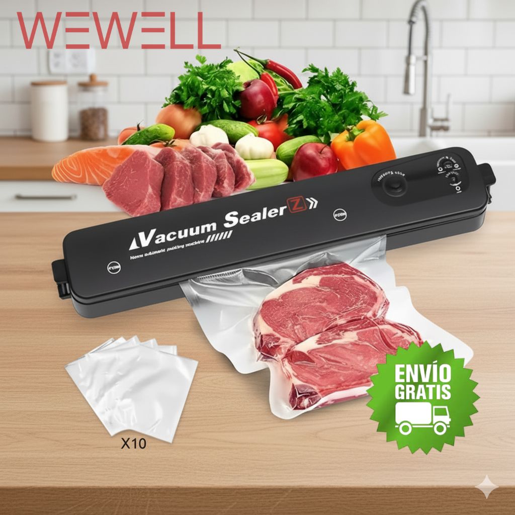 Selladora de alimentos al Vacío Portátil + 10 Bolsas Gratis